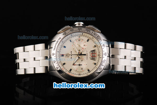 Tag Heuer SLR Mercedes-Benz Swiss Valjoux 7750 Automatic Movement Full Steel with White Dial and Silver Stick Markers - Click Image to Close